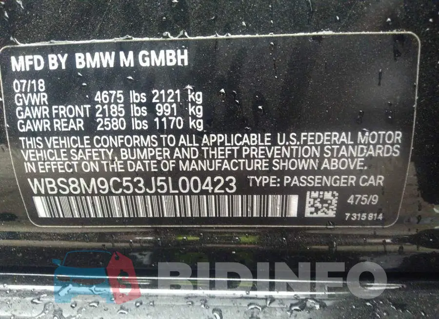 WBS8M9C53J5L00423 Photo# 9