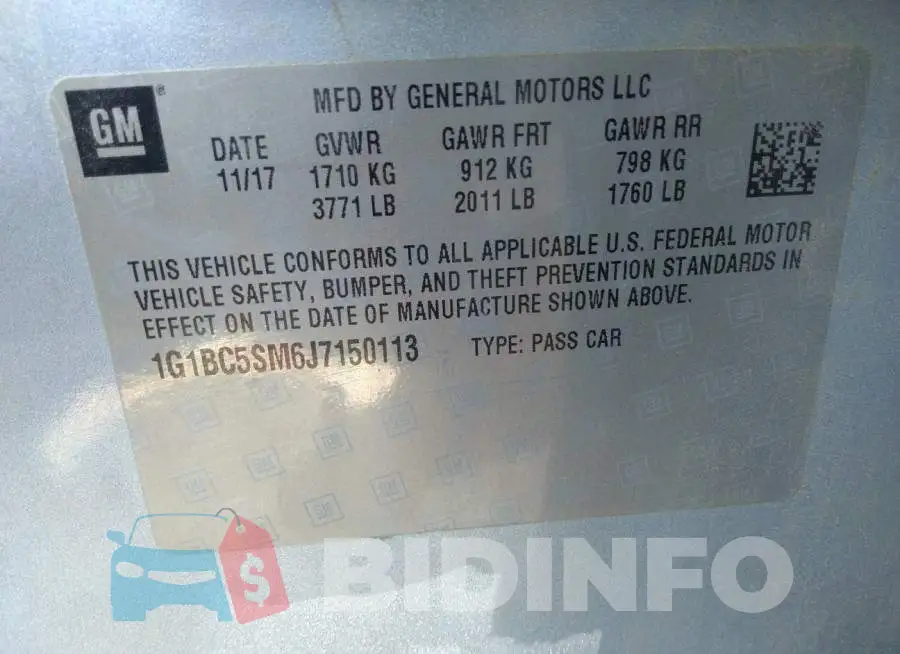 1G1BC5SM6J7150113 Photo# 9