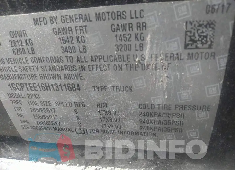 1GCPTEE16H1311684 Photo# 9