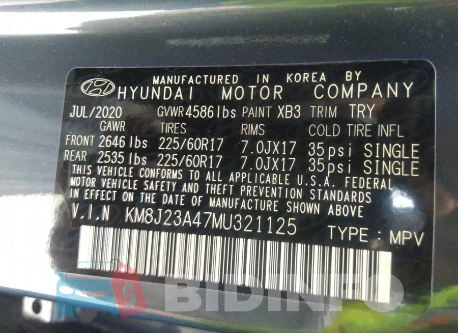 KM8J23A47MU321125 Photo# 9