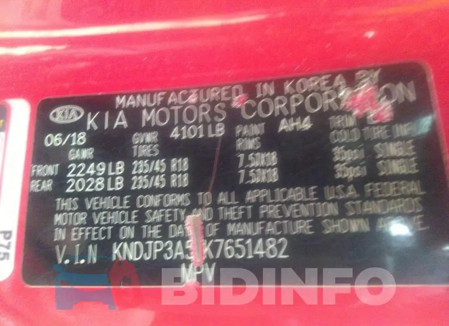 KNDJP3A51K7651482 Photo# 9