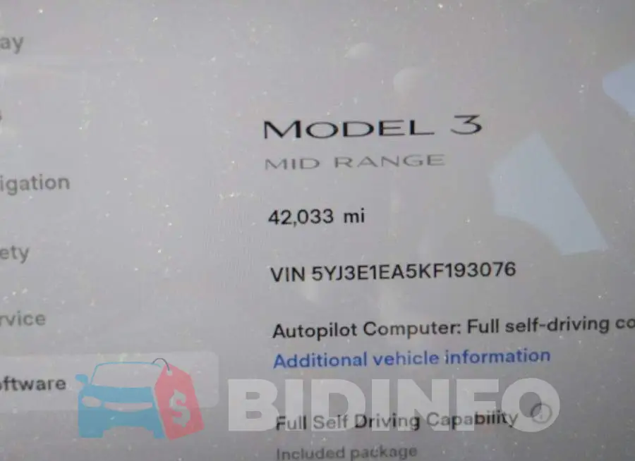 5YJ3E1EA5KF193076 Photo# 7
