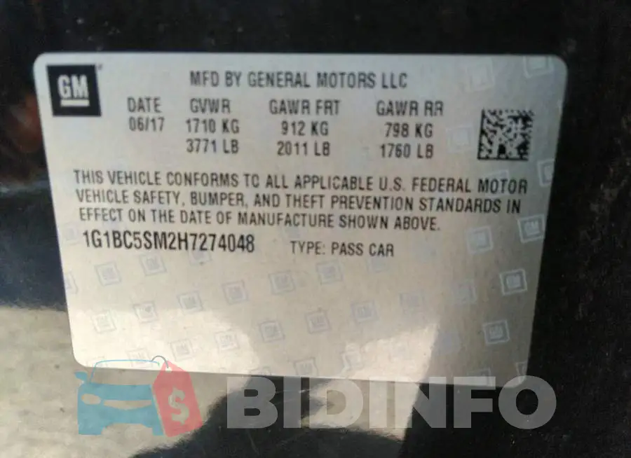 1G1BC5SM2H7274048 Photo# 9