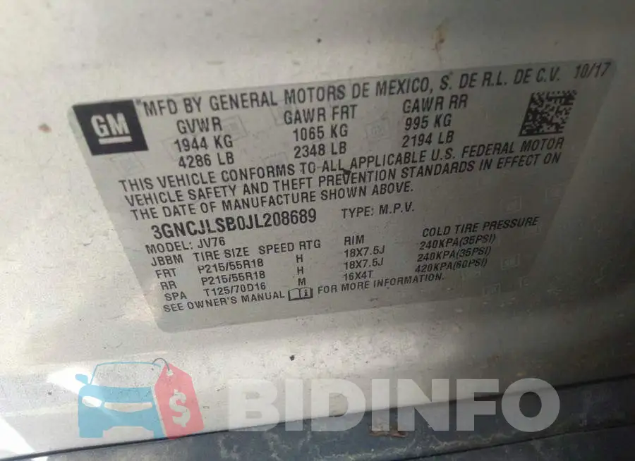3GNCJLSB0JL208689 Photo# 9