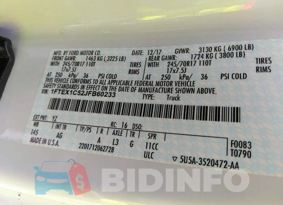 1FTEX1C52JFB60233 Photo# 9