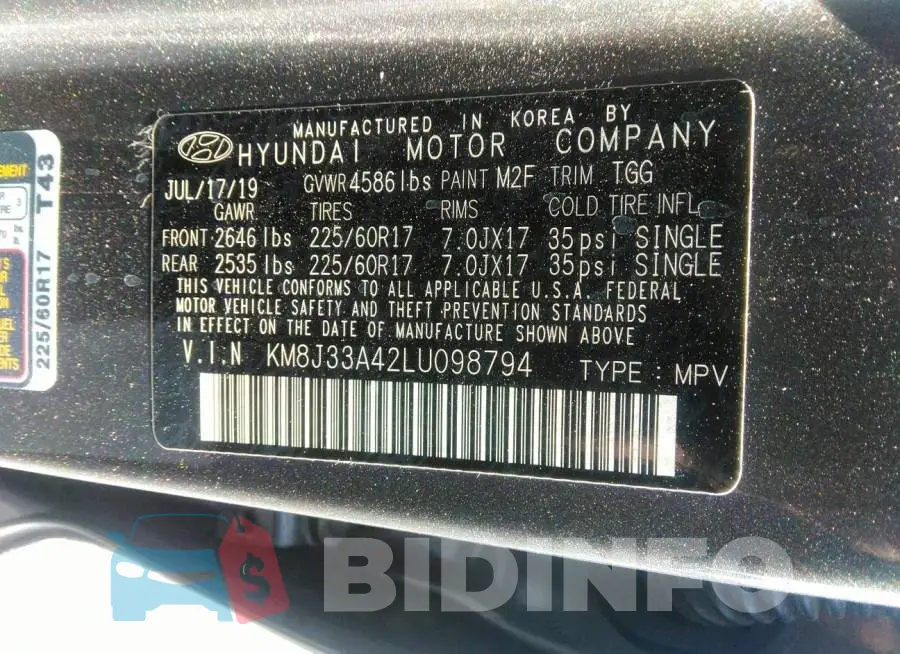 KM8J33A42LU098794 Photo# 9