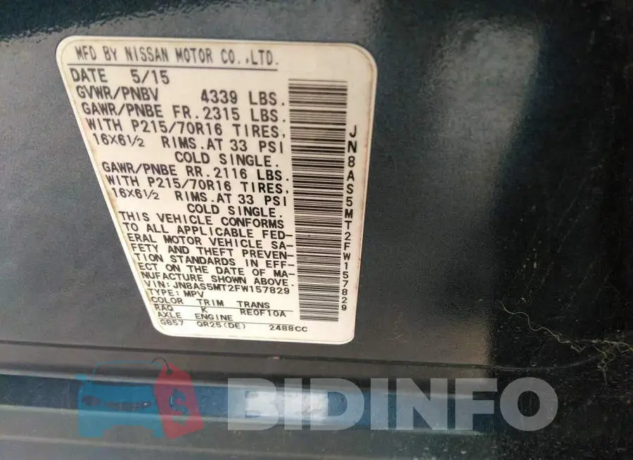 JN8AS5MT2FW157829 Photo# 9