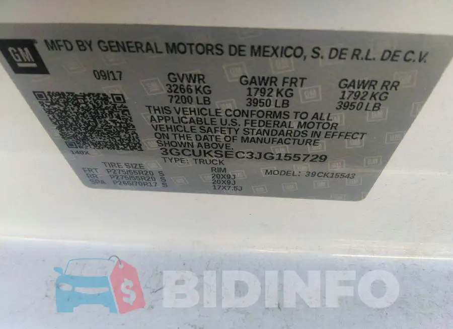3GCUKSEC3JG155729 Photo# 9