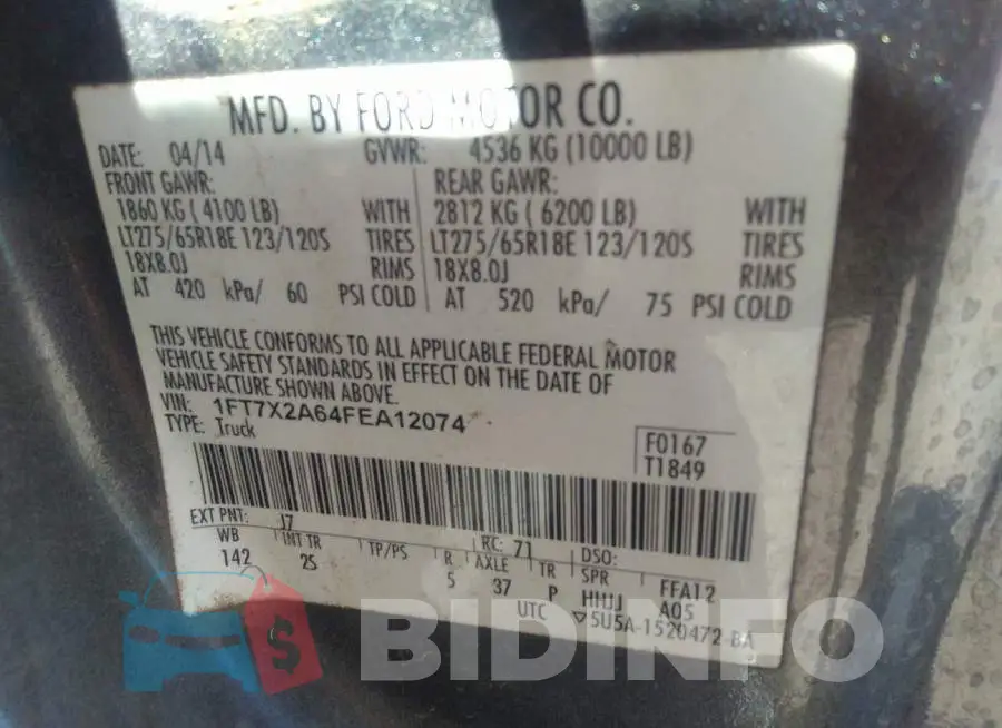 1FT7X2A64FEA12074 Photo# 9