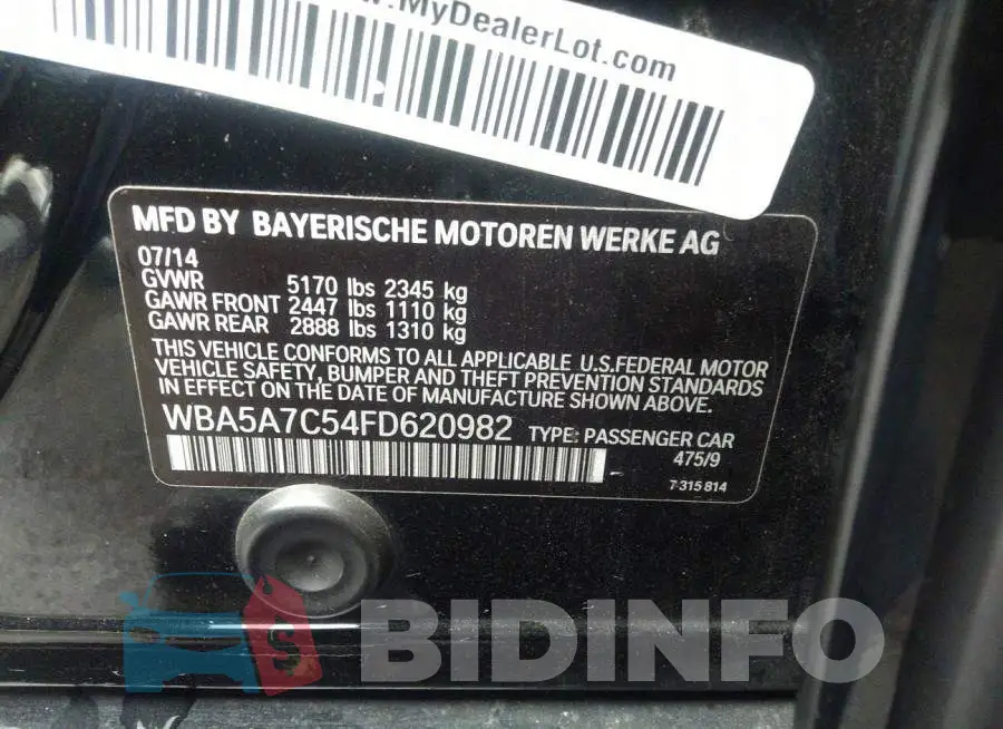 WBA5A7C54FD620982 Photo# 9