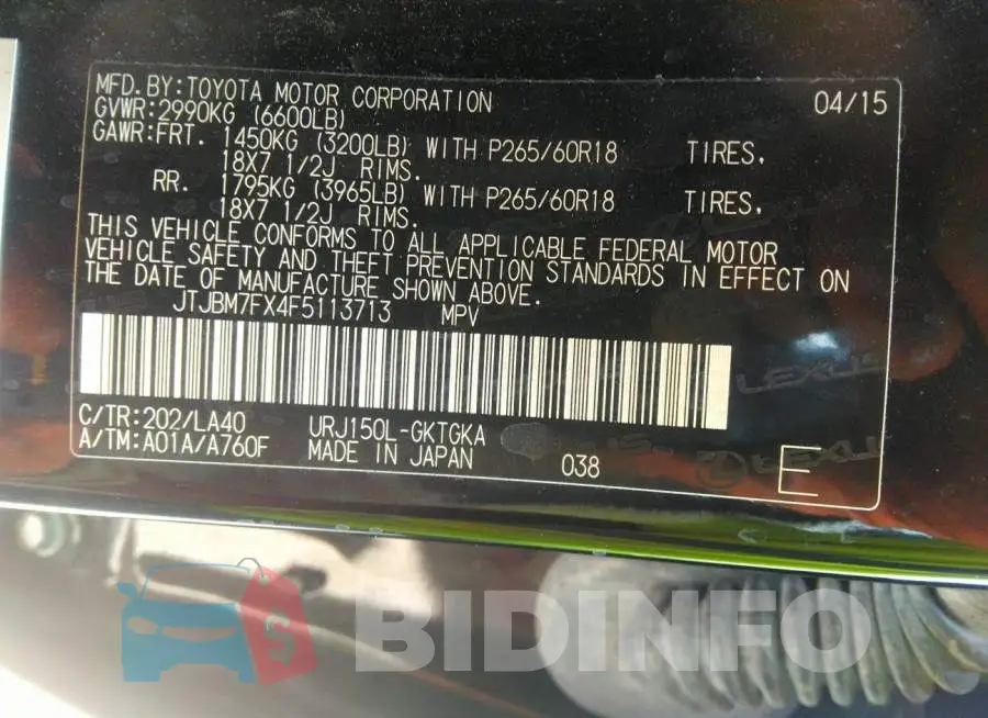 JTJBM7FX4F5113713 Photo# 9