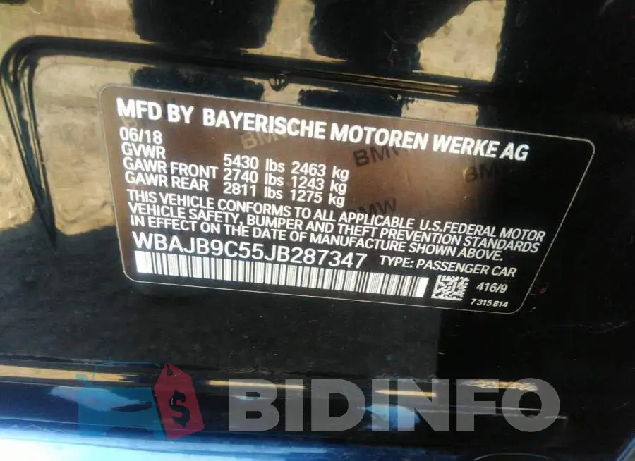 WBAJB9C55JB287347 Photo# 9