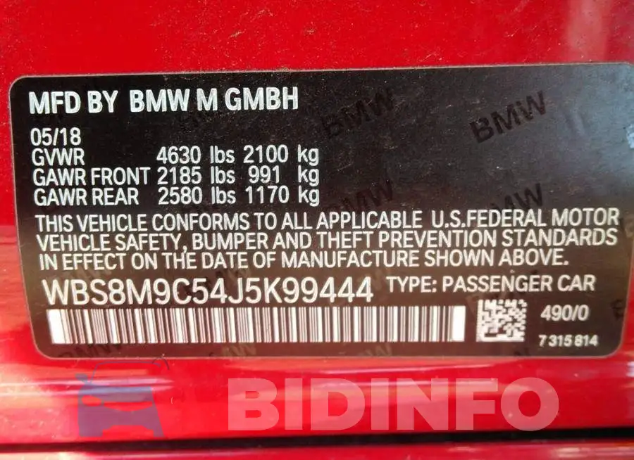 WBS8M9C54J5K99444 Photo# 9