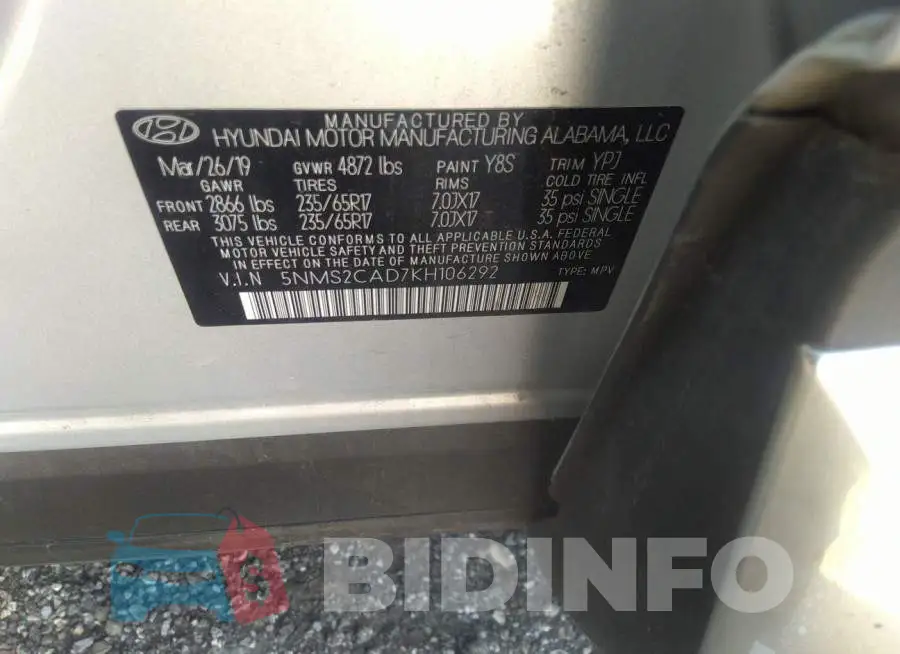 5NMS2CAD7KH106292 Photo# 9