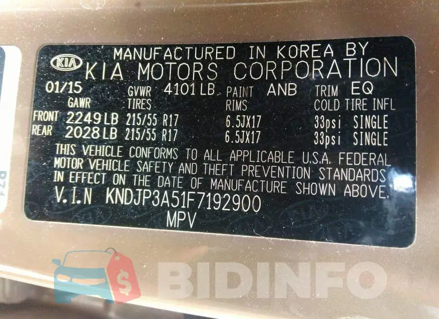 KNDJP3A51F7192900 Photo# 9