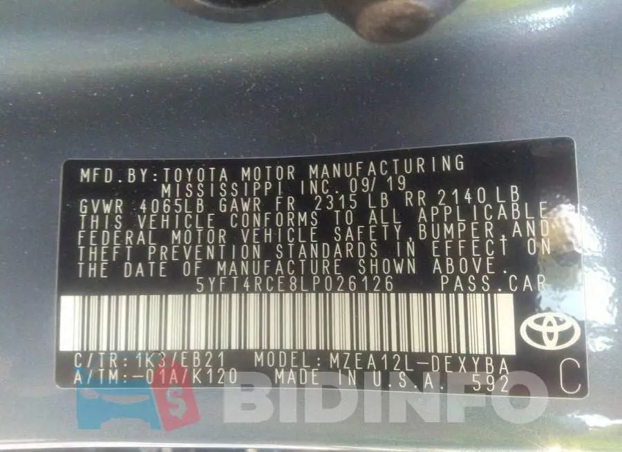 5YFT4RCE8LP026126 Photo# 9