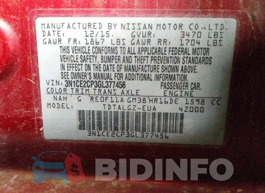 001CE2CP3GL377456 Photo# 9
