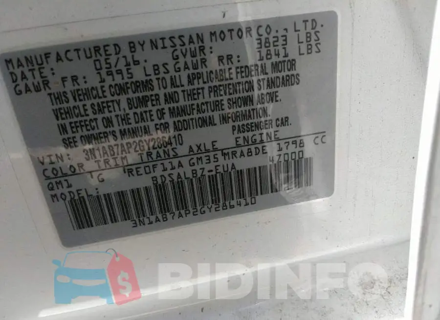 3N1AB7AP2GY286410 Photo# 9