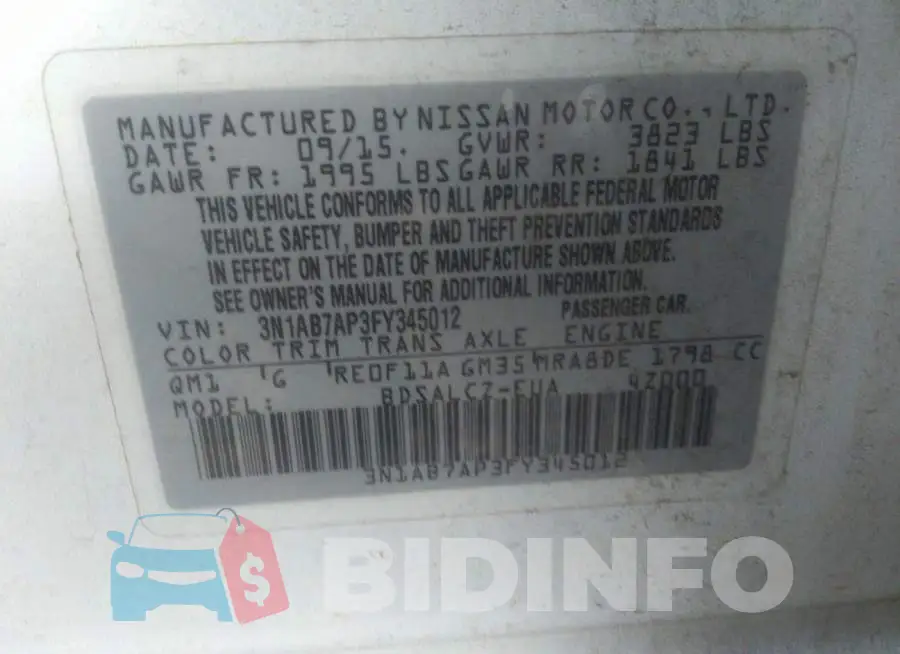 3N1AB7AP3FY345012 Photo# 9