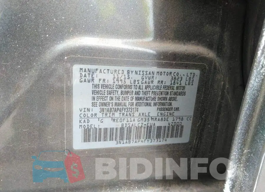 3N1AB7AP4FY373174 Photo# 9