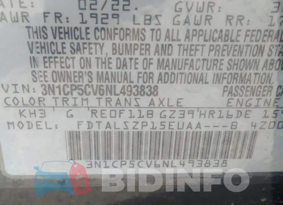 3N1CP5CV6NL493838 Photo# 9