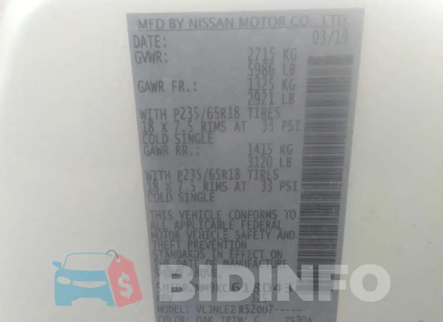 5N1DR2MM9KC618043 Photo# 9