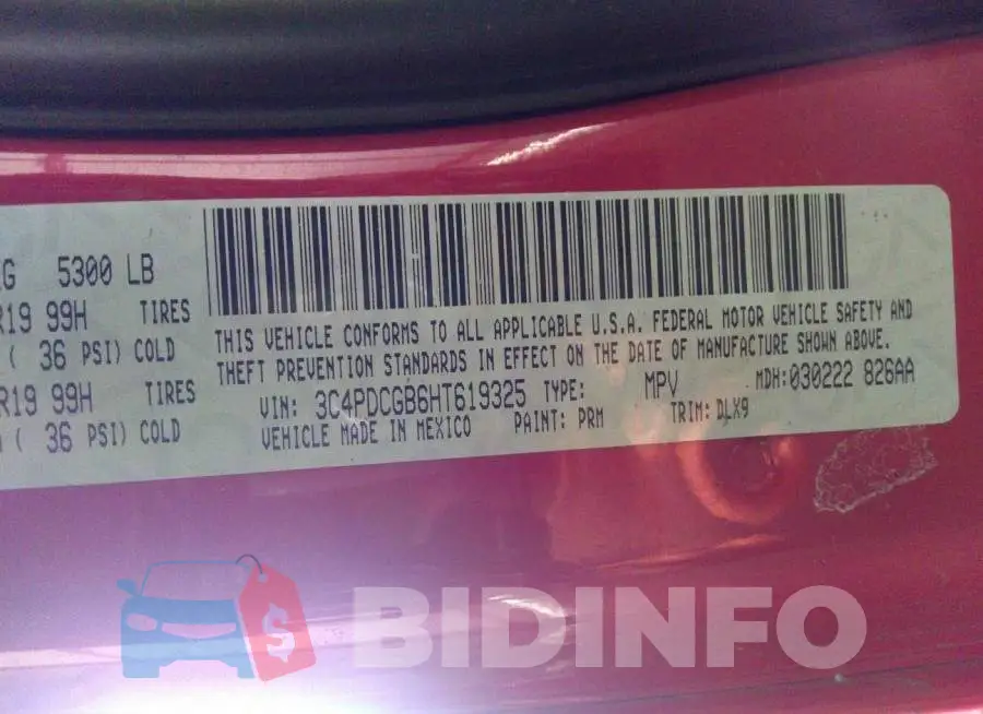 3C4PDCGB6HT619325 Photo# 9