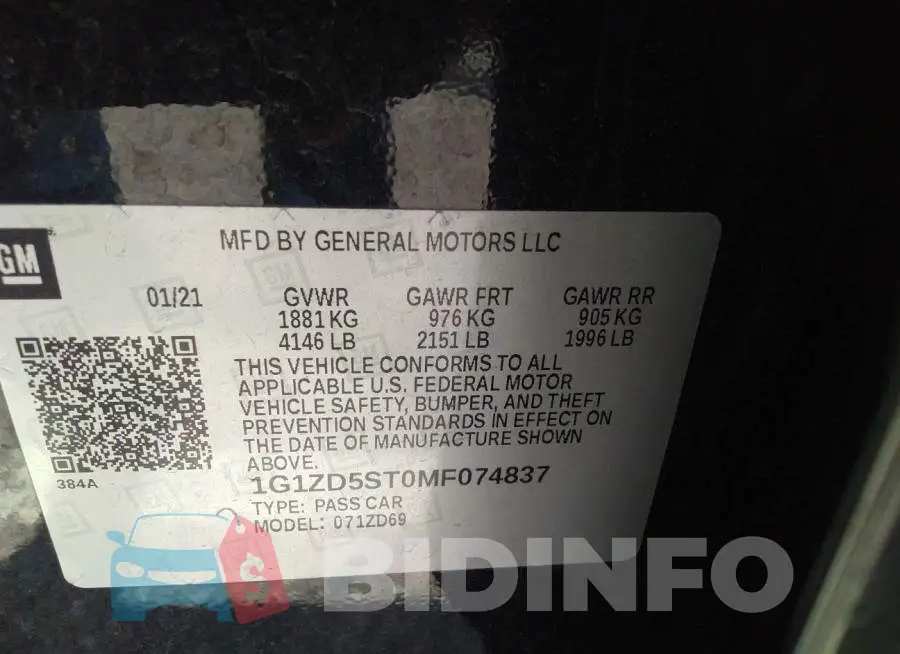 1G1ZD5ST0MF074837 Photo# 9