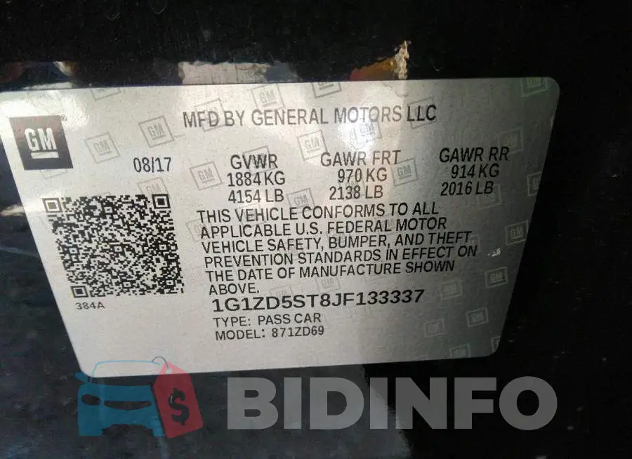 1G1ZD5ST8JF133337 Photo# 9
