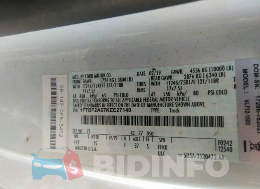 1FTBF2A67KEE27140 Photo# 9