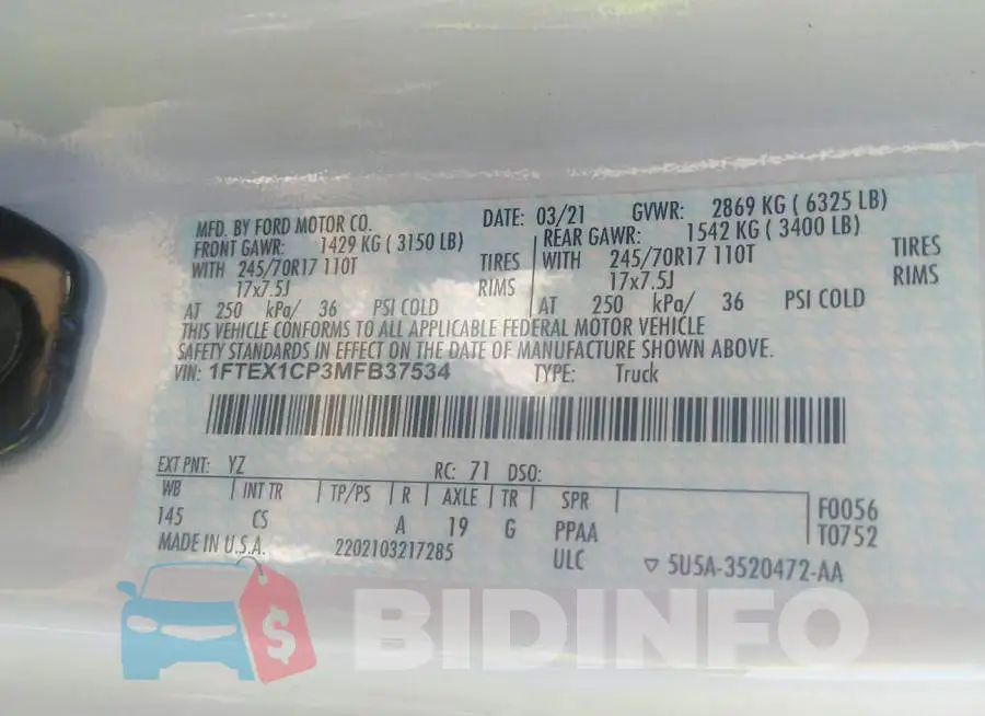 1FTEX1CP3MFB37534 Photo# 9