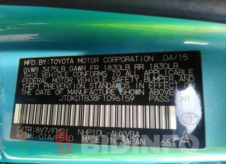 JTDKDTB38F1096159 Photo# 9