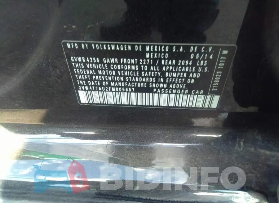 3VW4T7AU2FM005657 Photo# 9