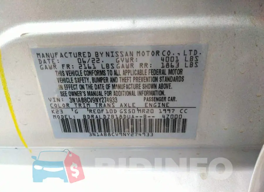 3N1AB8CV9NY274933 Photo# 9