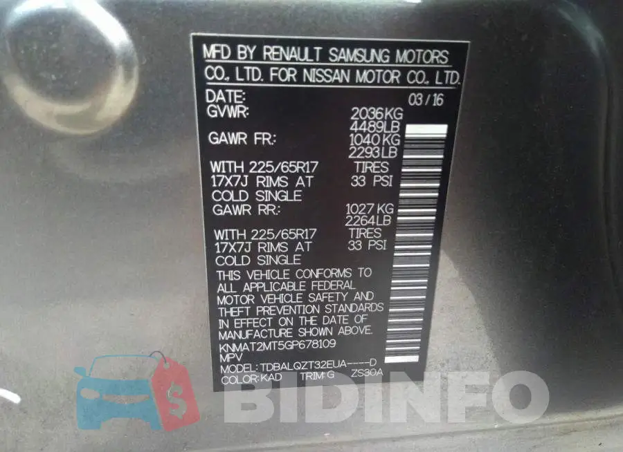 KNMAT2MT5GP678109 Photo# 9