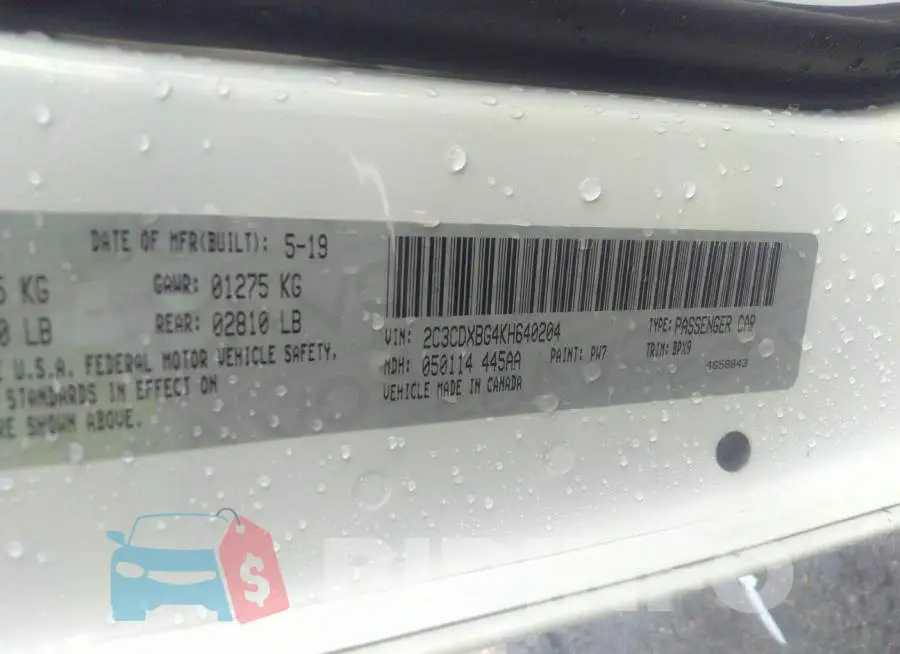 2C3CDXBG4KH640204 Photo# 9