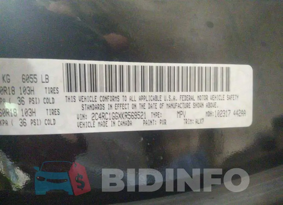 2C4RC1GGXKR569521 Photo# 9