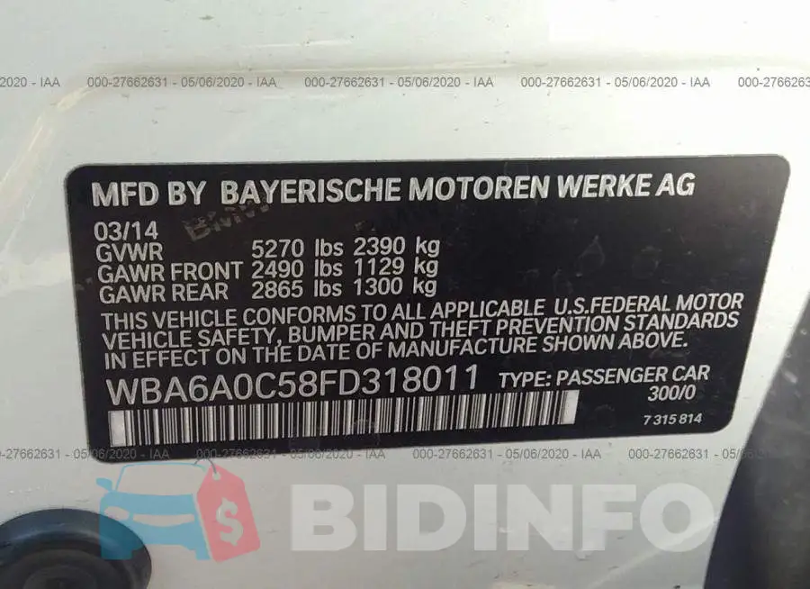 WBA6A0C58FD318011 Photo# 9