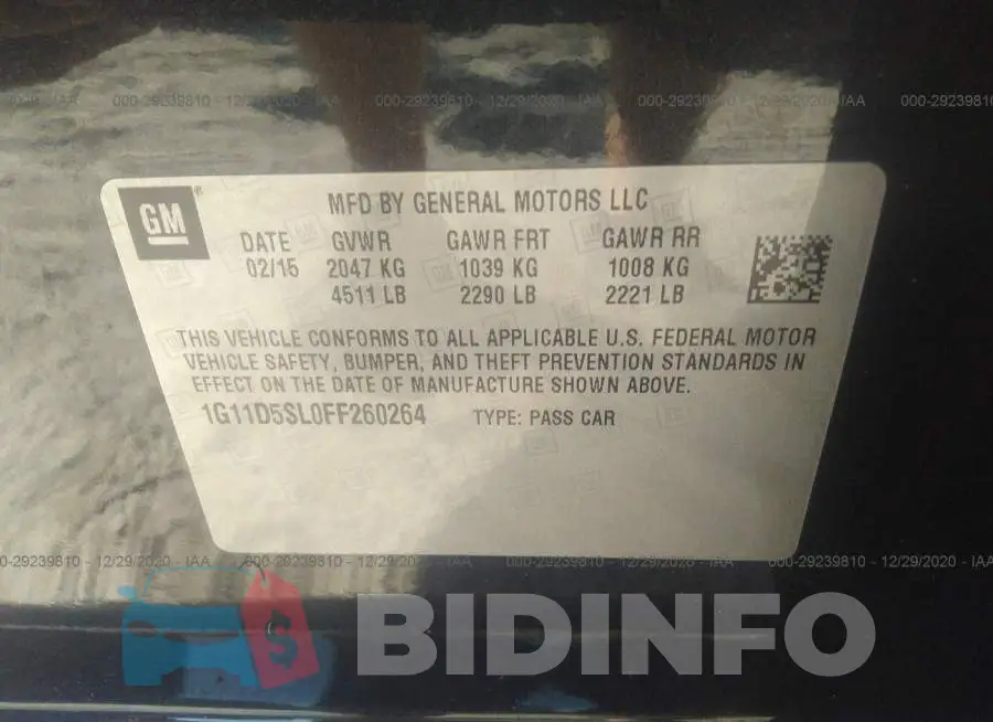 1G11D5SL0FF260264 Photo# 9