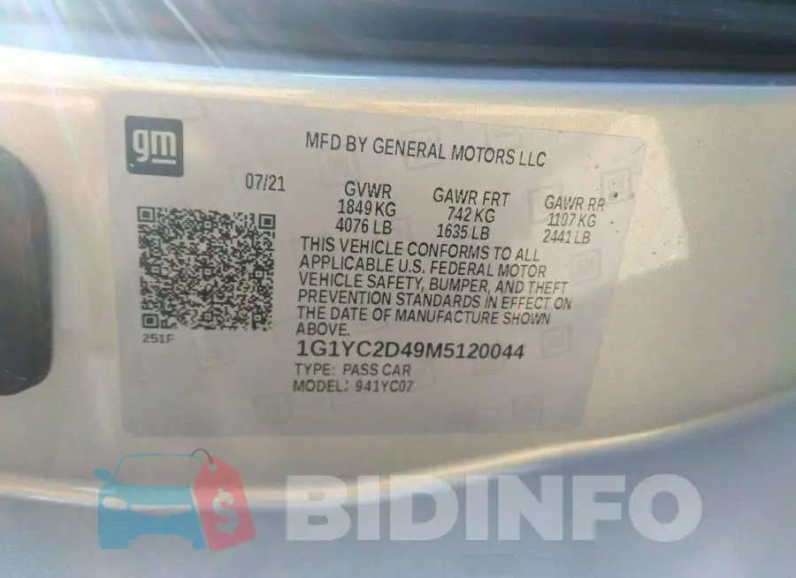 1G1YC2D49M5120044 Photo# 9