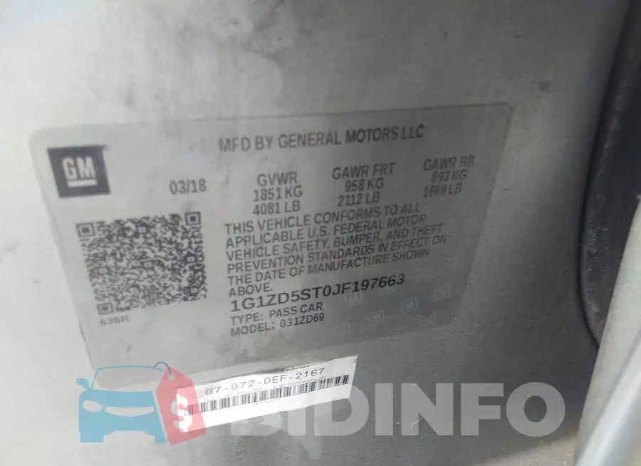 1G1ZD5ST0JF197663 Photo# 9