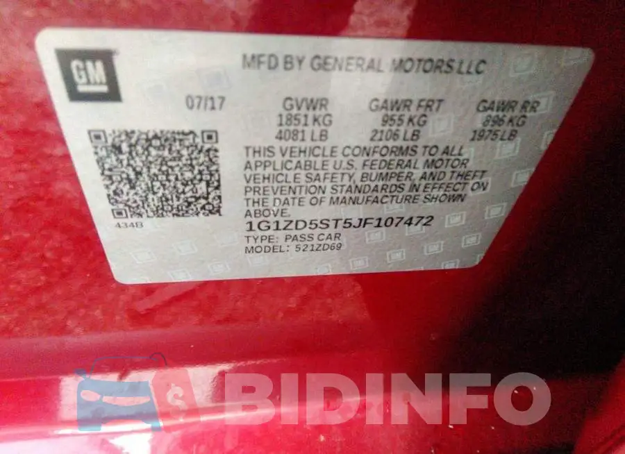 1G1ZD5ST5JF107472 Photo# 9