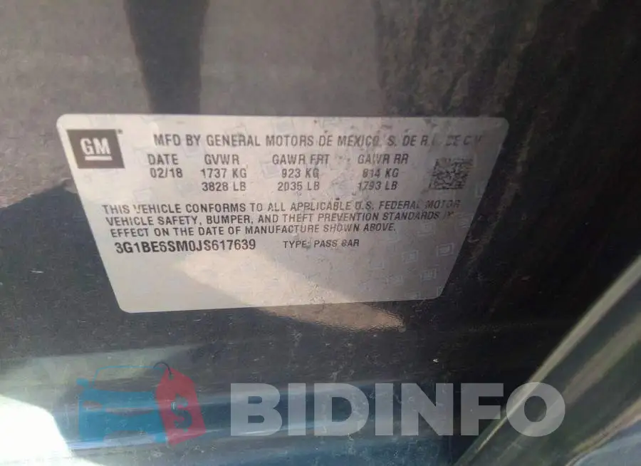 3G1BE6SM0JS617639 Photo# 9