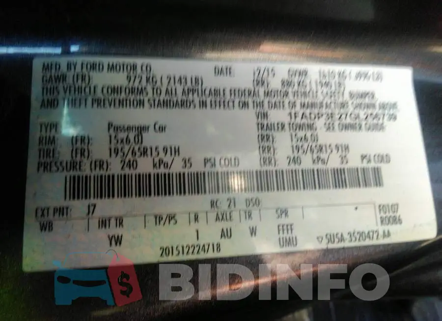 1FADP3E27GL256739 Photo# 9