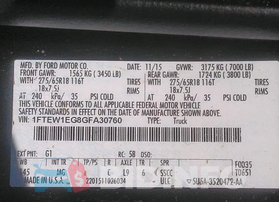 1FTEW1EG8GFA30760 Photo# 9