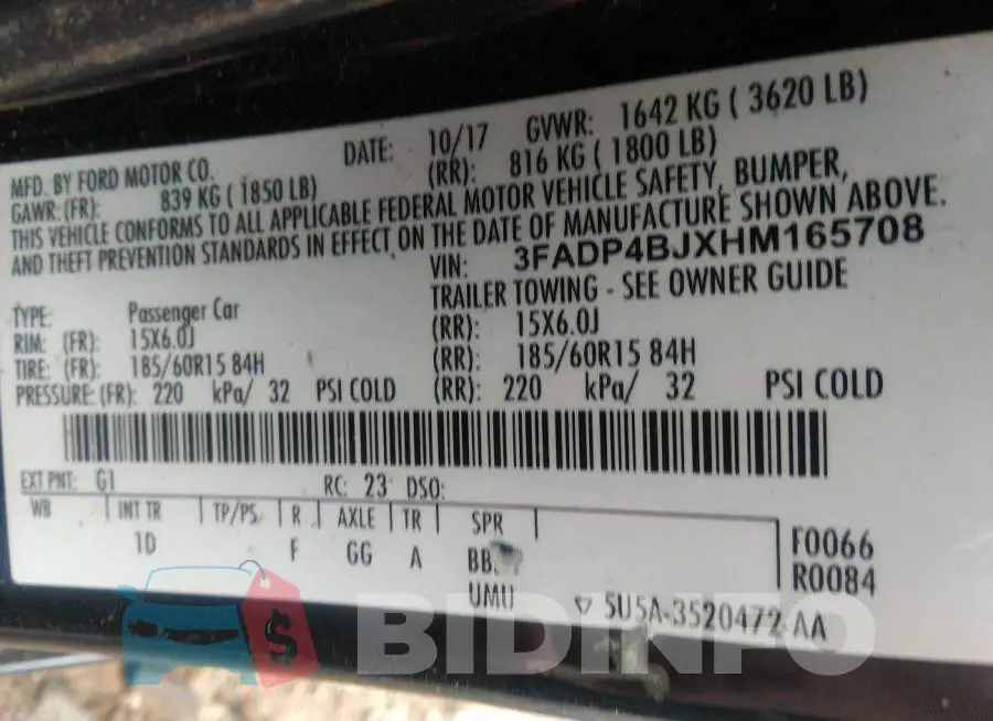 3FADP4BJXHM165708 Photo# 9