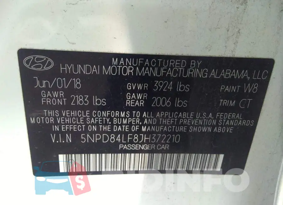 5NPD84LF8JH372210 Photo# 9