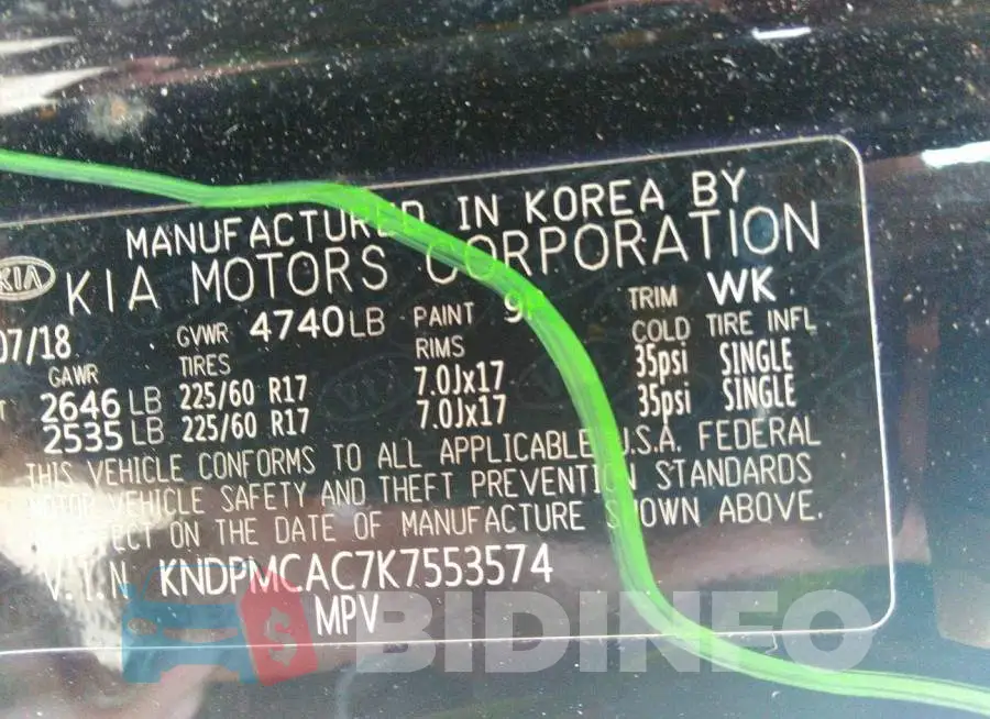 KNDPMCAC7K7553574 Photo# 9