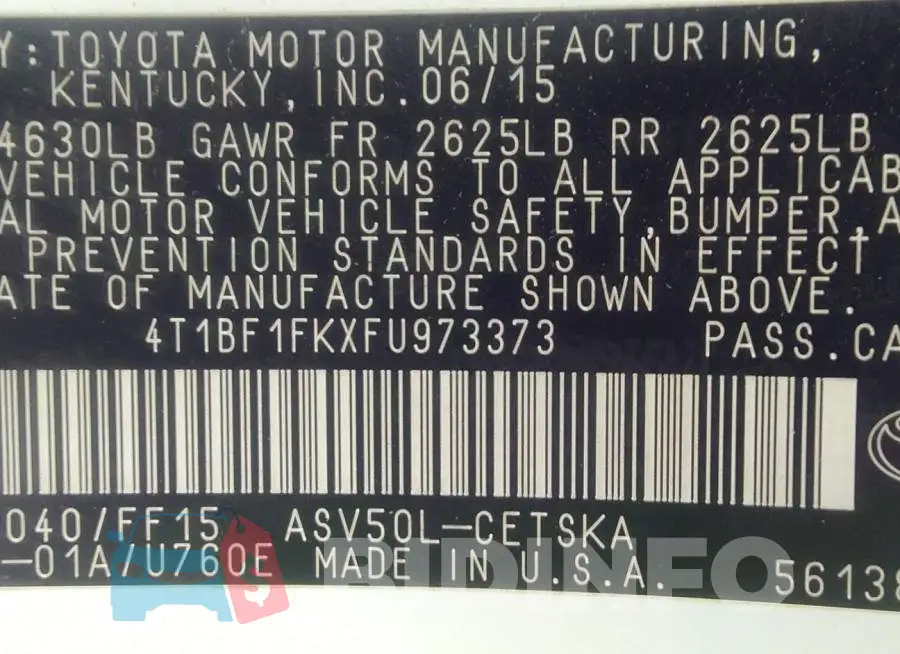 4T1BF1FKXFU973373 Photo# 9