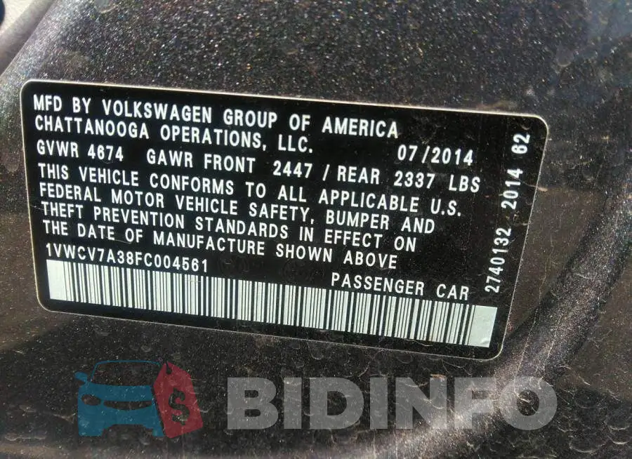 1VWCV7A38FC004561 Photo# 9